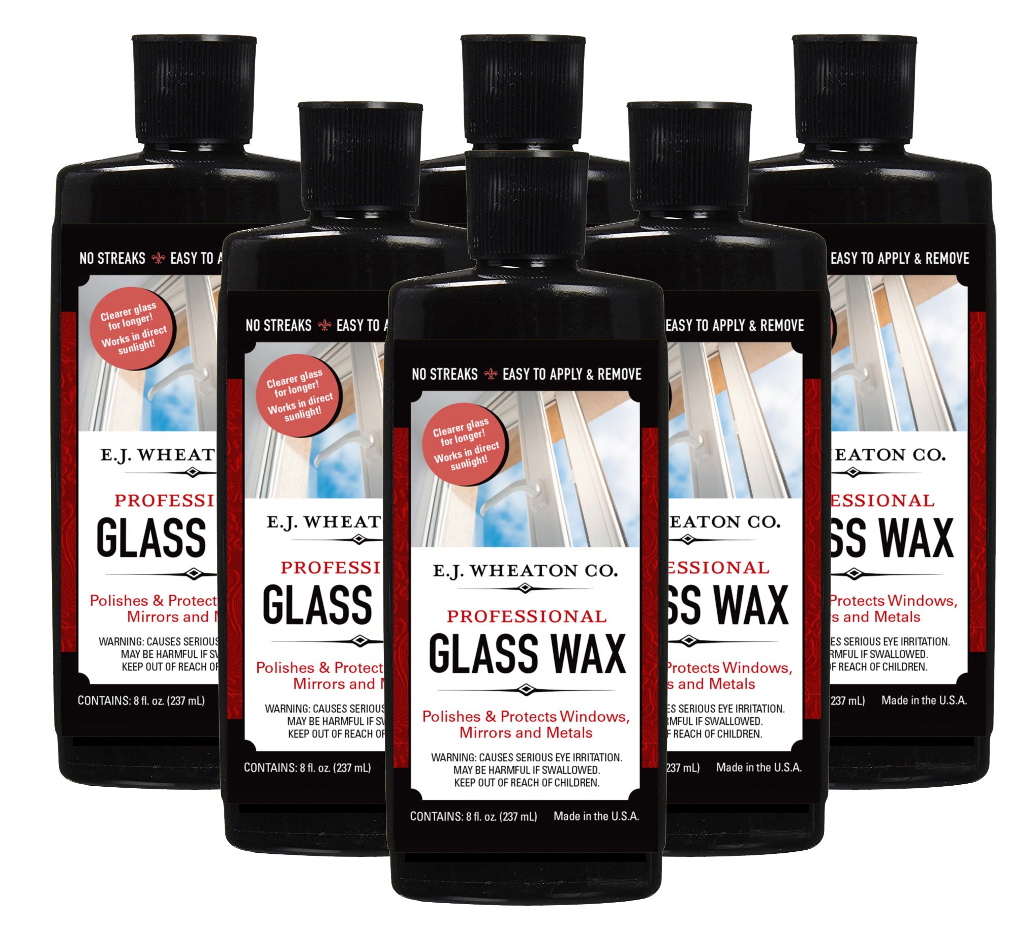 EJ Wheaton Co. Glass Wax, Polishes and Protects Windows, Mirrors and Metal  Surfaces, Dries Chalk White, Easy to Apply and to Remove, Made in USA