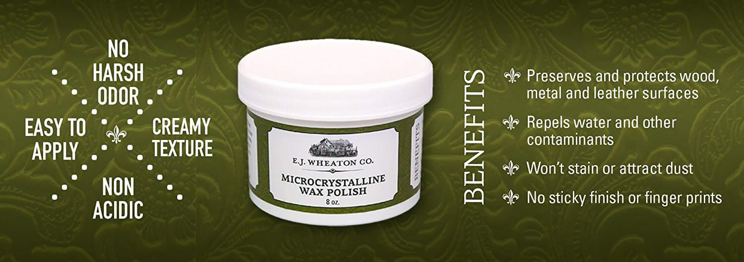 E.J. Wheaton Co. Microcrystalline Wax Polish, Preserves and Protects Metal, Leather and Wood Surfaces, Made in USA (8 oz.)