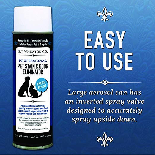 E.J. Wheaton Co. Pet Stain & Odor Eliminator, Professional Strength Enzyme Cleaner for Dog and Cat Urine and More, Large Aerosol Spray, 20 Oz. Can (12 pack)