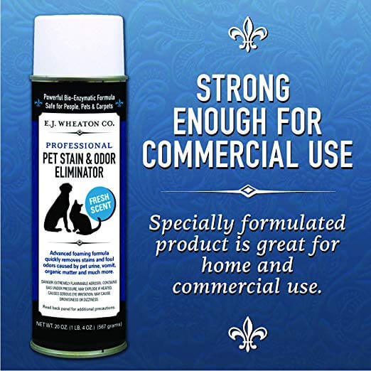 E.J. Wheaton Co. Pet Stain & Odor Eliminator, Professional Strength Enzyme Cleaner for Dog and Cat Urine and More, Large Aerosol Spray, 20 Oz. Can (12 pack)